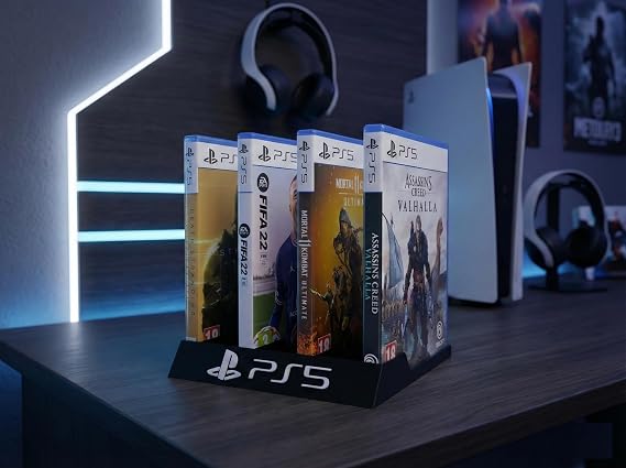PS5 ve PS4 Uyumlu 10'lu Oyun Kutusu Standı - Masaüstü Video Oyunu Düzenleyici Organizer - Dekoratif Oyun CD'si Tutucu ve Sergileme Rafı (Siyah)