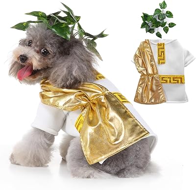 Roman Toga Dog Halloween Costumes, Pet Dog Costume Fashion Cosplay Clothes Dress Outfit for Small Medium Dogs Christmas Special Events Photo Props Dress up Accessories Medium