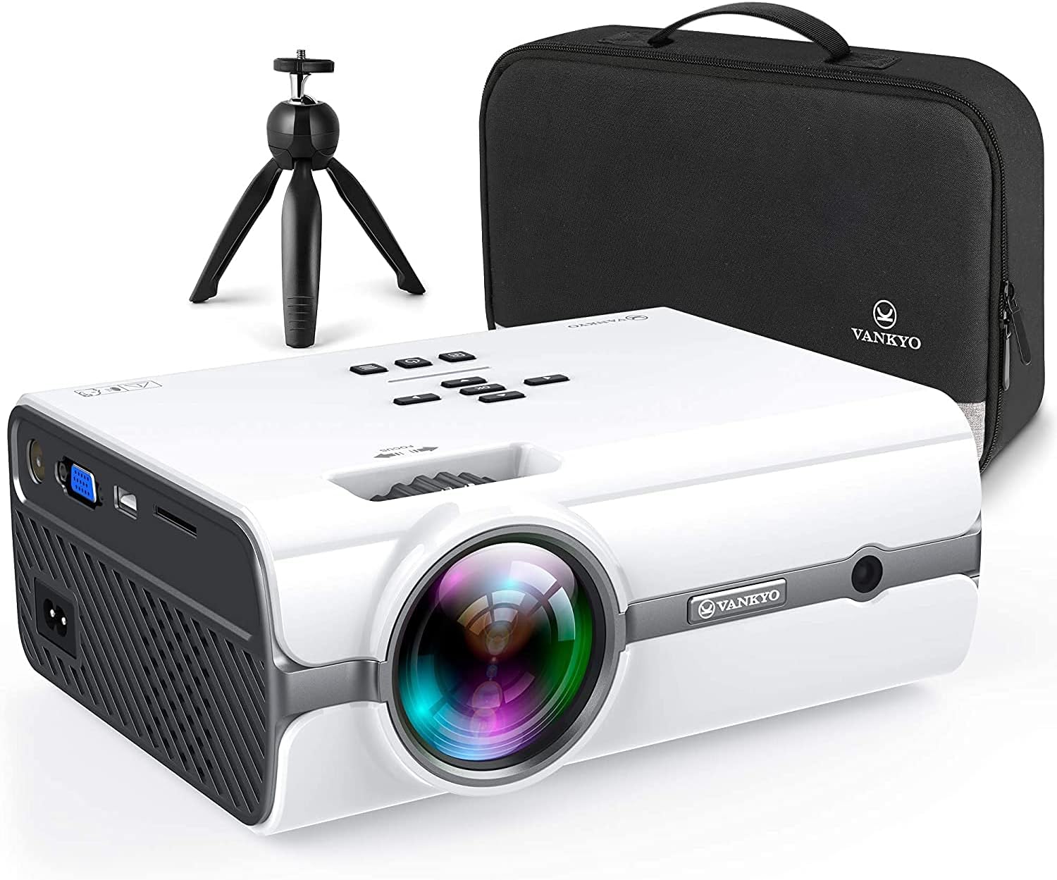 VANKY&Omicron; Leisure 410 Mini Projector Supports 1080P and 200 Display, Portable Movie Projector with 40,000 Hrs Lamp Life , Compatible with TV Stick, HDMI, iOS, Android Mini Tripod Included