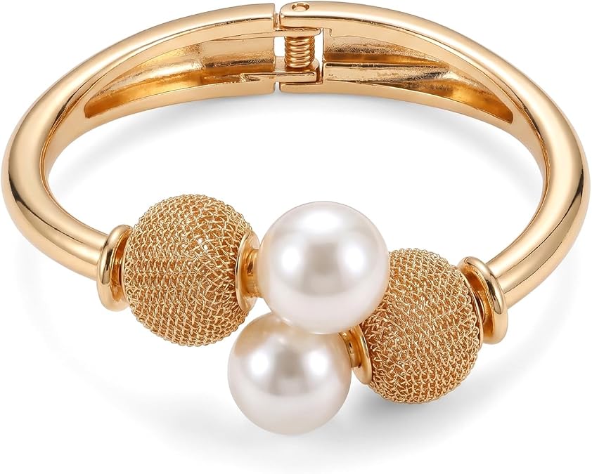 Pearl Cuff Bracelet for Women Gold Bangle Bracelet Prom Jewelry Rhinestone Bracelets Wedding Jewelry for Brides Bridesmaid