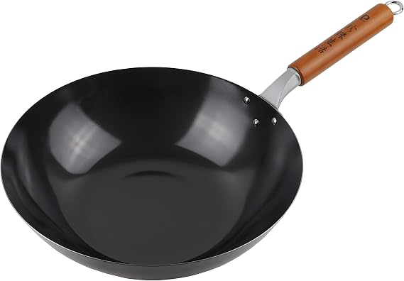 Pearl Metal GP-1517 Iron Frying Pan, Black, 13.0 inches 33 cm, Wok, Plate Thickness: 0.05 inches 1.2 mm, Bricketting, Jinzu Seikatsu, Made in Japan