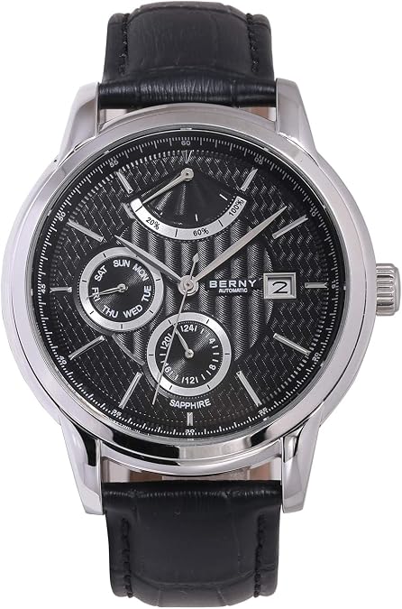 BERNY Luxury Automatic Watch for Men Power Reserve Mechanical Watch 24 Hour - Day - Date Multifunction Watch