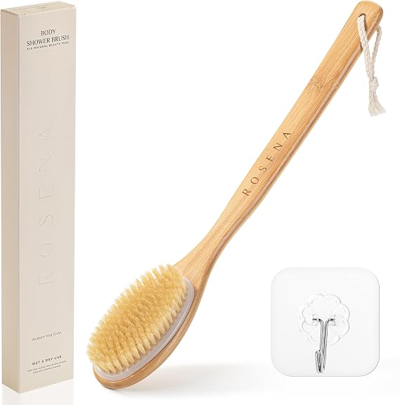 Back Scrubber for Shower, Long Handle Body Brush, 17"