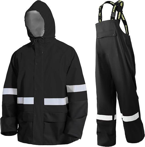 Men's Hi Vis Waterproof Workwear, 3-Piece Rain Suit Set