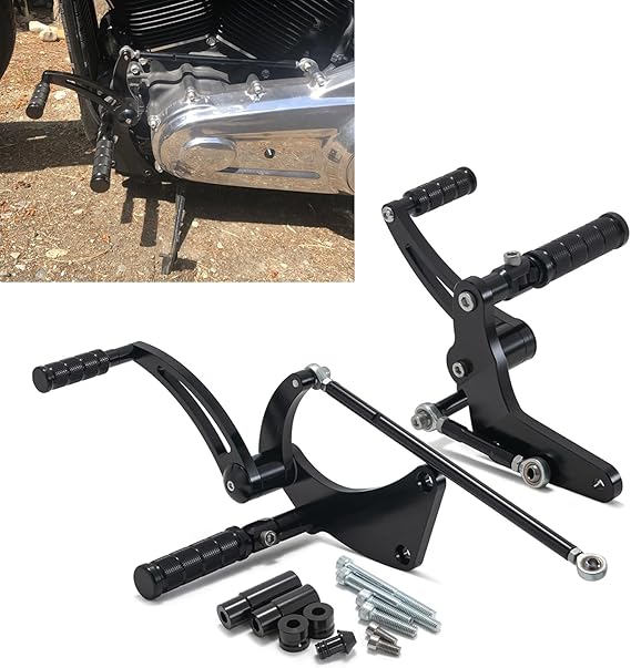 TOFR CNC Billet 12" 13" Forward Controls Footpegs for Harley Softail Street Bob FXBB FXBBS 2018-2024 Low Rider FXLR 18-24 (Anodized in Black)
