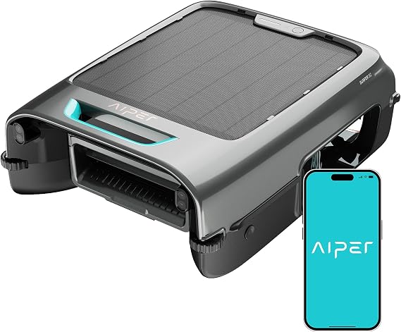 AIPER EcoSurfer S2 Solar Pool Skimmer Robot 24/7 Continuous Cleaning, Gray
