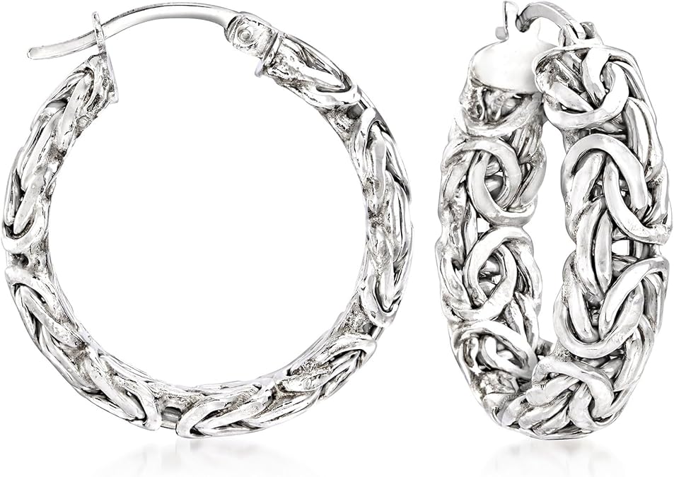 Ross-Simons Sterling Silver Byzantine Hoop Earrings