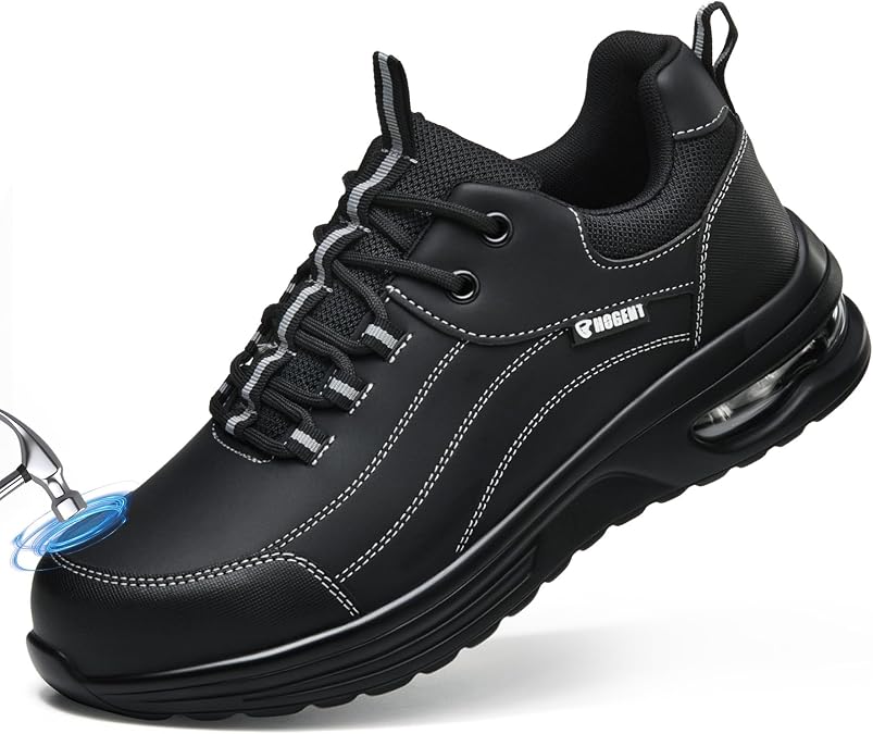 Hogent Steel Toe Shoes for Men & Women, Cushioned Safety Work Shoes