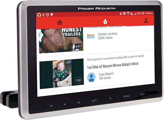 Power Acoustik PHD-101 10.3" Universal Headrest Monitor with DVD Player, IR & FM Transmitters & Android PhoneLink