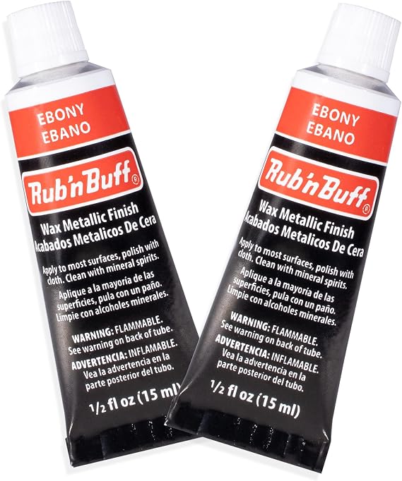AMACO Rub n Buff Wax Metallic Finish - 2 Rub n Buff Ebony 15ml Tubes - Versatile Gilding Wax for Finishing Furniture Antiquing and Restoration - Rub and Buff Colors Set of Two