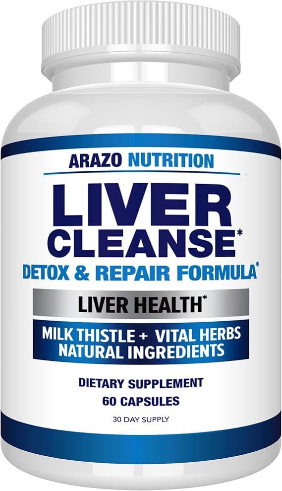 Arazo Nutrition Liver Cleanse Detox & Repair Formula Milk Thistle Herbal Support Supplement: Silymarin, Beet, Artichoke, Dandelion, Chicory Root