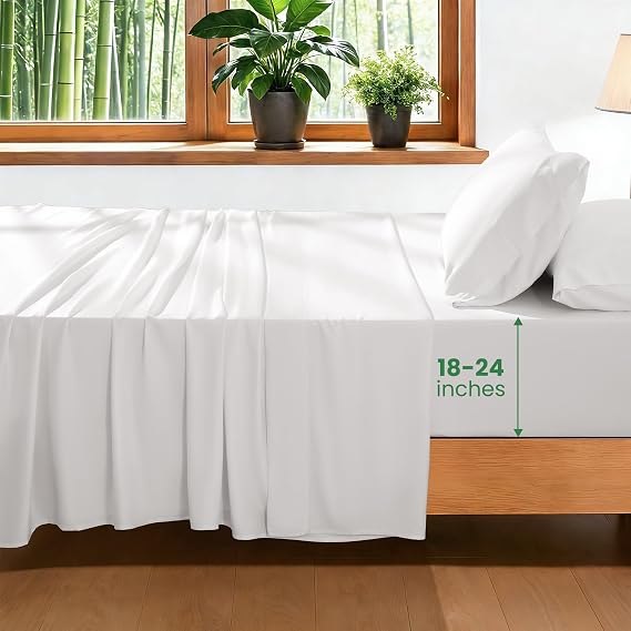 100% Viscose Derived from Bamboo_ Sheet Set 4Pcs, Extra Deep Pocket
