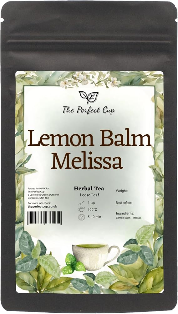 Lemon Balm Melissa Loose Leaf Tea (250g) Herb Tea Premium Dried Leaves Natural Tasty Smooth Citrusy Aromatic Refreshing Gentle Caffeine Free, Closed in Dark Resealable Package for Freshness 