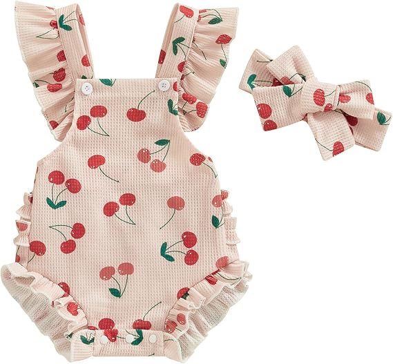 Mubineo Baby Girl Summer Clothes Ruffle Overall Romper Outfits Cute Sleeveless Overalls Rompers Newborn Outfit