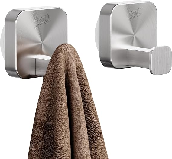 TAILI Shower Hooks Suction Cup, Towel Hooks for Bathrooms, Stainless Steel