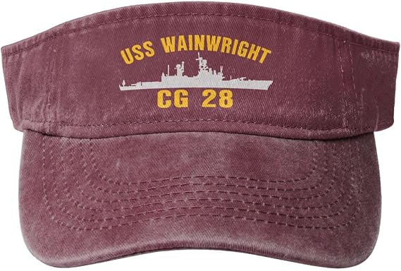 USS Wainwright Cg 28 Denim Hollow Top Visor Baseball Cap for Men and Women Large Brim Sun Protection