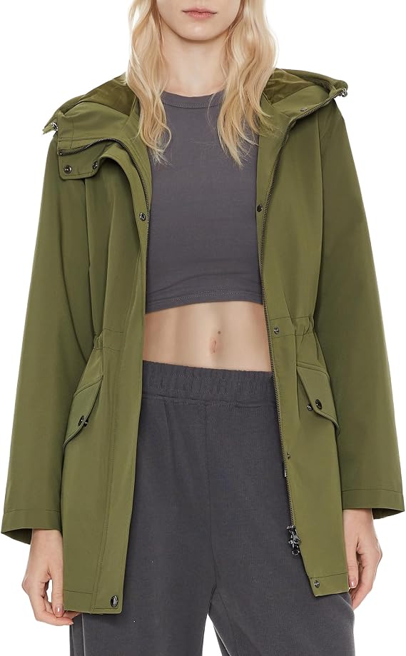 Orolay Women's Military Anorak Jacket Zip-Up Windbreaker Active Hooded Outerwear with Pockets