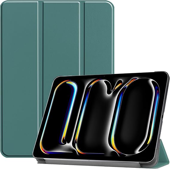 Case for New iPad Pro 11 Inch 2024, Slim Lightweight Trifold Stand Cover with Auto Sleep/Wake Smart Full Protective Case for New iPad Pro 11 Inch (M4) 5th Generation 2024 Release, Dark Green