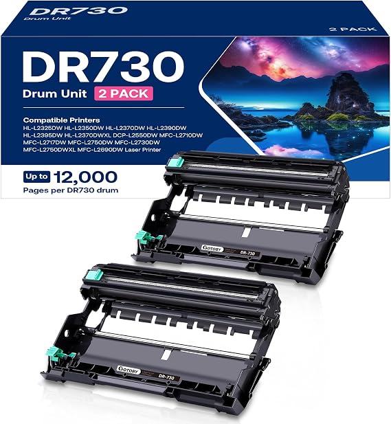 DR730 Drum Unit Replacement for Brother DR730 DR-730 DR 730 Compatible with HL-L2395DW HL-L2370DW HL-L2350DW HL-L2390DW MFC-L2710DW MFC-L2750DW DCP-L2550DW Printer(2 Drum, NOT Toner)