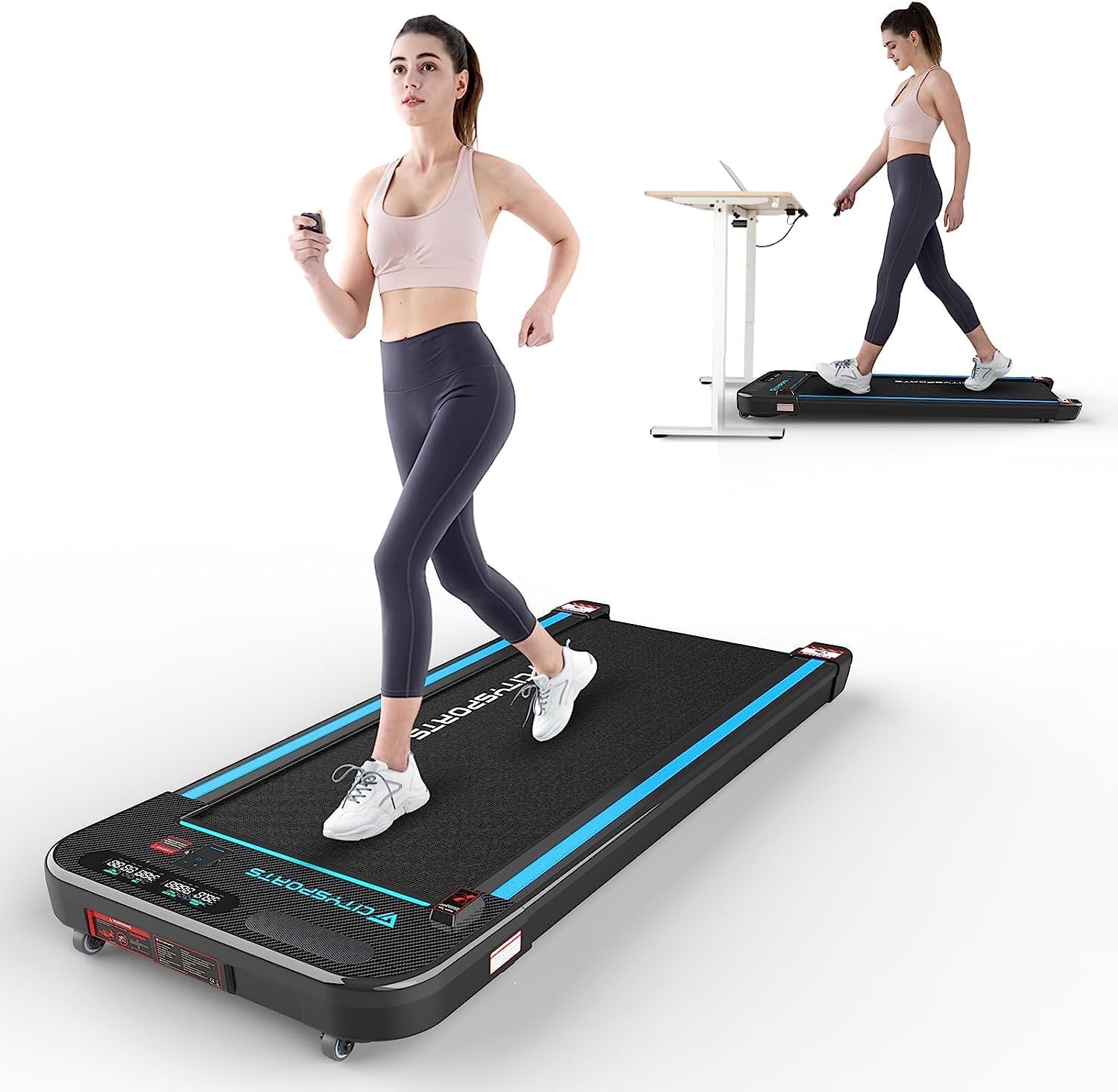 CITYSPORTS Treadmills for Home, Under Desk Treadmill Walking Pad Treadmill with Audio Speakers, Slim &amp; Portable Treadmill with Remote &amp; Dual LED Display, Office &amp; Home Treadmills