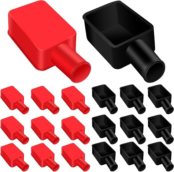 Xuhal 20 Pcs Battery Terminal Covers Red and Black Positive Negative Insulating Stud Covers Flexible Battery Terminal Protector Caps for Car Trucks Boat Electric Bikes