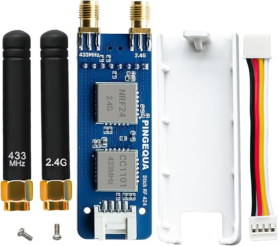CC1101 & nRF24L01 Hardware Expansion Board for M5Stack StickC Plus 1.1/2-433Mhz & 2.4G Dual-Band Module with Lab-Ready Enclosure & 3D Case PINGEQUA Stick RF 424
