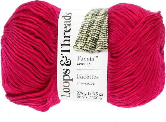 Loops & Threads Facets Yarn - Yarn for Knitting, Crochet, Weaving, and Arts & Crafts - Pink, Acrylic, 3.5 oz