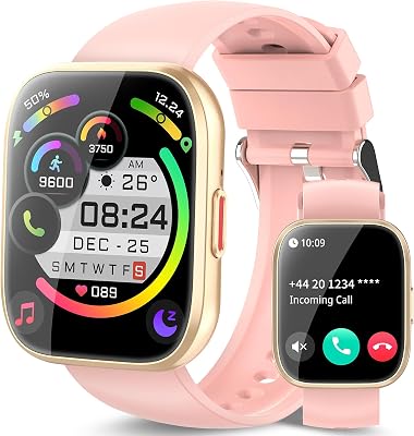 Smart Watch for Men Women Bluetooth Call, 1.85 HD Touch Screen Fitness Watch with Sleep Heart Rate Monitor, 112 Sports Modes, IP68 Waterproof Activity Trackers for Android iOS, Pink