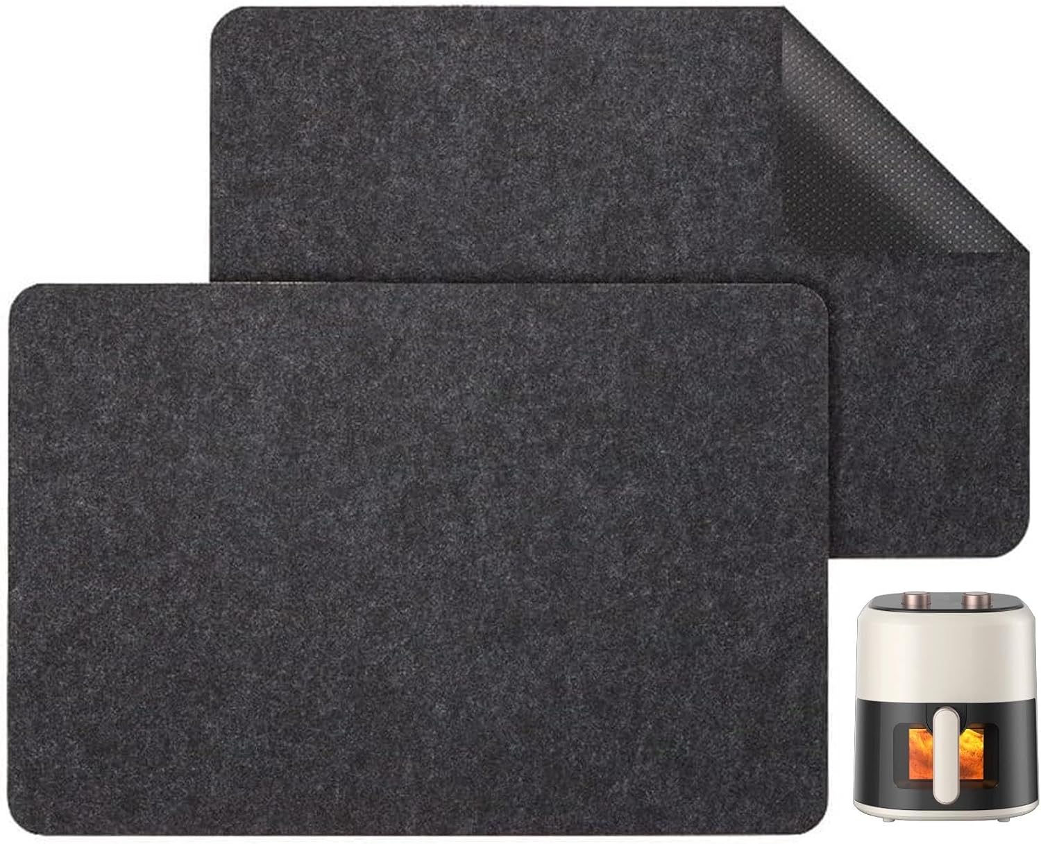 Heat Resistant Mat for Air Fryer, 2 Pack Kitchen Countertop Protector Mats with Slider Function for Ninja Foodi Cosori Airfryer, Coffee Maker, Microwave