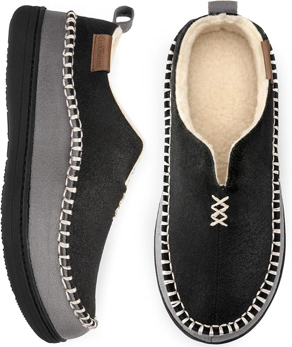 EverFoams Men's Moccasin Slippers Memory Foam Anti-skid Sole Soft Shoes