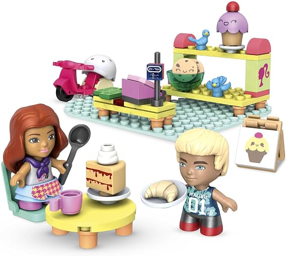 MEGA Construx Barbie Kids Building Blocks Toy Set, Bakery with 76 Pieces, 2 Micro-Dolls, Barbie Pets and Accessories, Ages 4+ Years