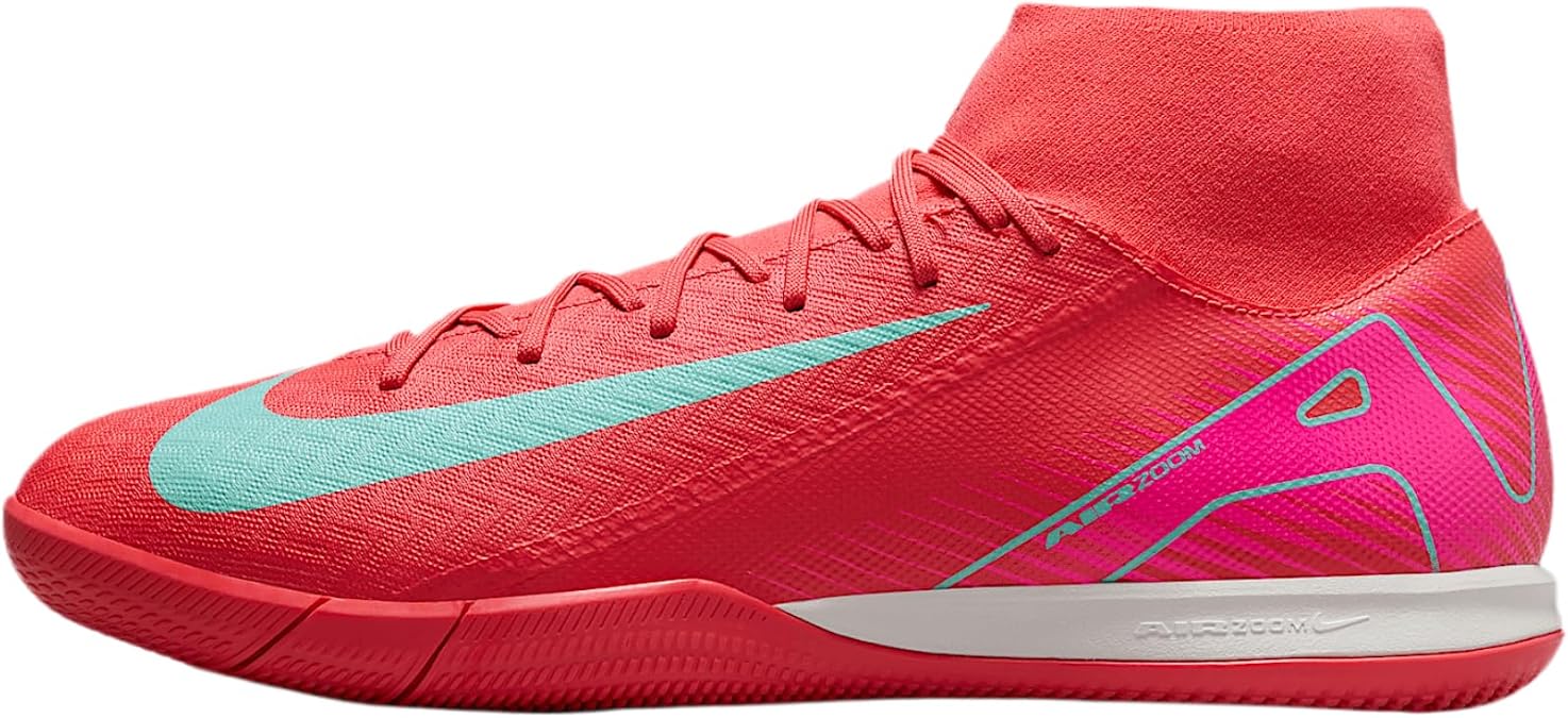 Nike Mercurial Superfly 10 Academy IC High-Top Soccer Shoes (FQ8332-800, Ember Glow/Aurora Green)