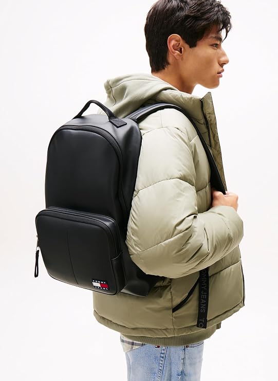 TOMMY HILFIGER TJM ESS DAILY PU DOME BACKPACK Erkek Sırt Çantası, Siyah, Tek Beden
