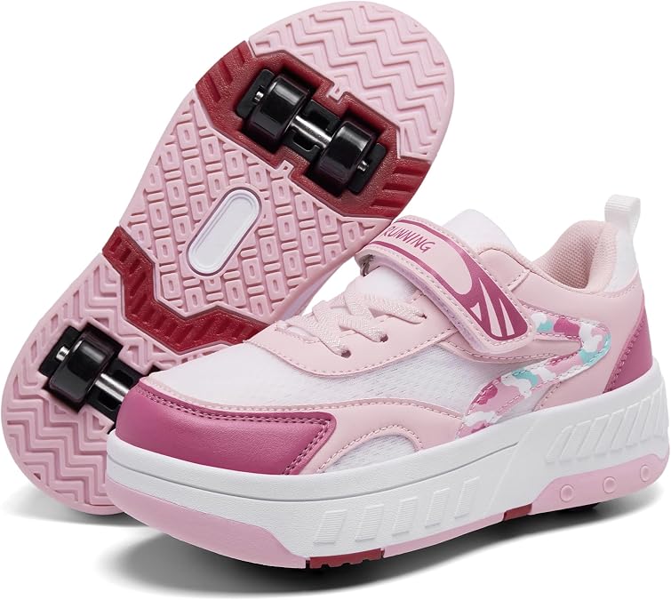 Shoes with Wheels for Boys Girls Kids Roller Skates 2 in 1 Roller Shoes Trainers Skateboard Shoes