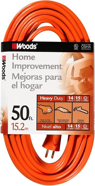 Southwire Medium Duty Extension Cord - General Purpose Power Cable for For Farm, Ranch & Workshop - Reinforced Blades - Bright Orange Vinyl Jacket
