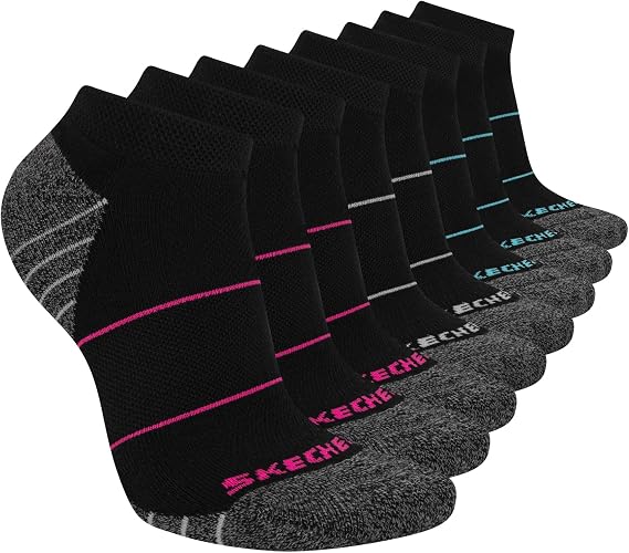 Skechers Women's 8-pack Work Collection Low Cut Socks, Extended Cushion & Mesh Ventilation