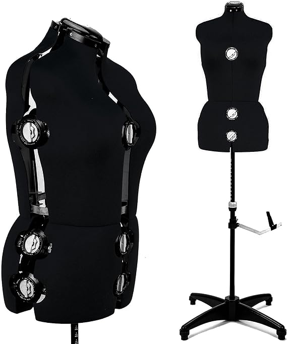 Beyond Your Thoughts Female Adjustable Mannequin Dummy Dress Form with 13 Dials for Sewing Dressmaking Tailors Mannequin Display Costume Black for 8-14