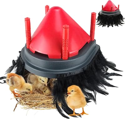 Brooder Heater for Chicks with Comfort Feathers,Chick Duckling Brooder Heating Plate Adjustable Height-Warm Up to 15 Chick,Ducklings