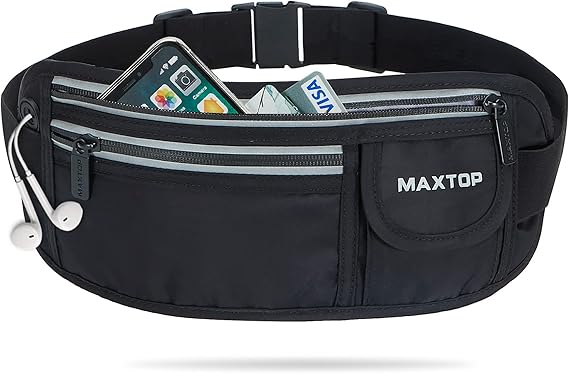Slim Running Belt Fanny Packs for Women Men, Reflective Waist Pack Phone Holder for Walking Fitness Workout Exercise,Water Resistant Running Travel Belt Bag Jogging Pouch, Gym Accessories for Runner