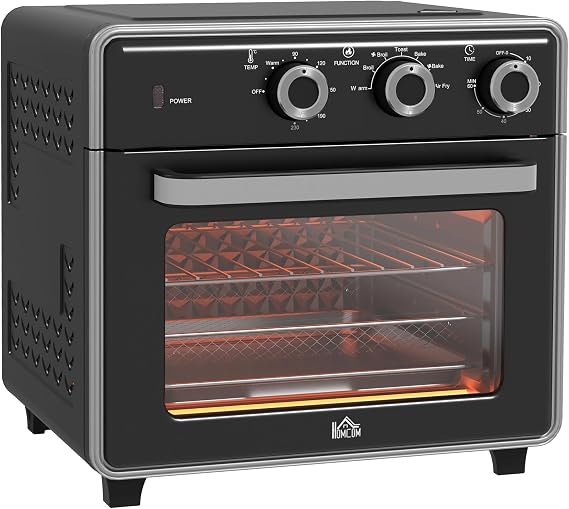 HOMCOM Mini Oven Air Fryer Oven with Timer, Adjustable Temp, 20L, 1400W [Energy Class E]