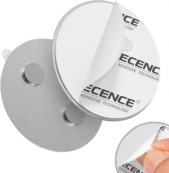 ECENCE 10pcs Magnetic Smoke Detector Mount Magnetic Adhesive Pads for Smoke Alarms 50mm - Fast & Safe Mounting - No Drilling Or Screws - Fire Protection - Installation Tool