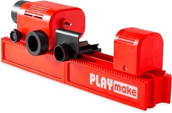 PLAYmake Kids 4-in-1 Woodshop Carpentry Cool Tool with Jigsaw, Lathe, Drill Press, Sander, Power Supply, Safety Goggles, Extra Supplies, and Deluxe Project Book