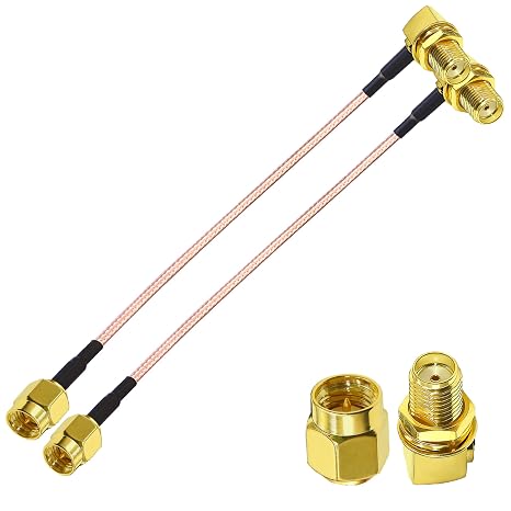 TUOLNK SMA Coaxial Cable SMA Male to Female Right Angle RF Coax 6inch(15cm) for Wireless Network 2G 3G 4G Antenna Router Pigtail Cable 2PCS