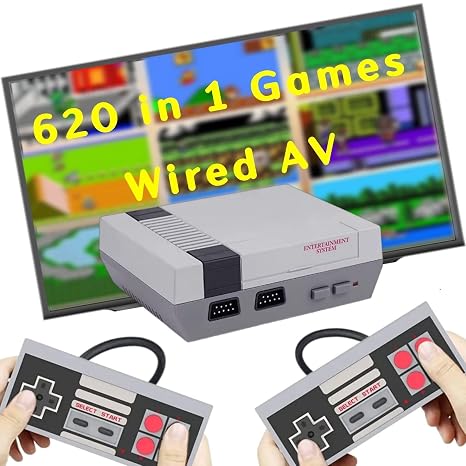 Retro Game Console, Classic Video Games Console Built-in with 600 Games System, Plug and Play with 2 Wired Controllers Handheld Games. (Grayish)