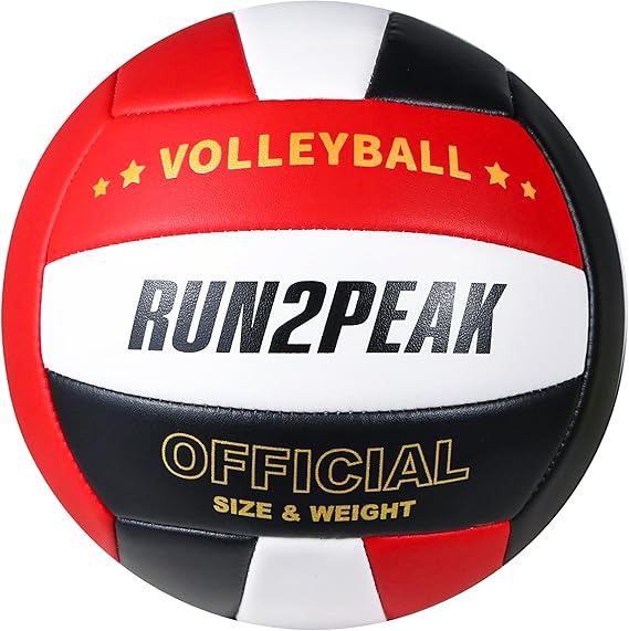 RUN2PEAK Volleyball Ball Official Size 5 Training Practice Volley Ball Black and Red