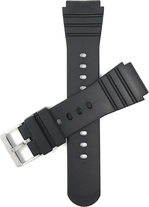 22mm Rubber Watch Band, Mens Black, For Seiko Diver and Casio Diver AMW320
