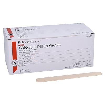 Henry Schein Sterile Tongue Depressor, 6-Inch Adult Size - Disposable, Splinter- Free Wood - Versatile for Medical, Arts, and Crafts- 100Box
