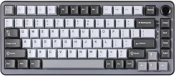YUNZII B75 75% Wired Mechanical Keyboard Hot-Swap Gasket Loaded RGB Backlight Heavy Duty English PBT Key Cap Cherry Profile for Win/Mac Dark Gray, RGB Cocoa Cream V2 Switch