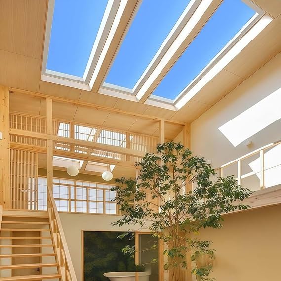 Smart LED Blue Sky Ceiling Light, Home Indoor Artificial Skylight with Natural Light Effect, Recessed Lighting for Bedrooms, Living Rooms, Hallways, Bathrooms
