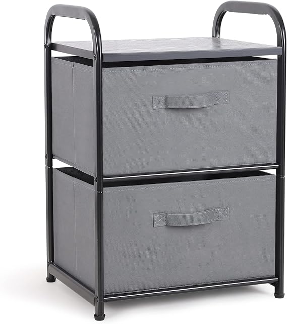 MAX Houser Dresser for Bedroom with 2 Drawers, Dark Grey